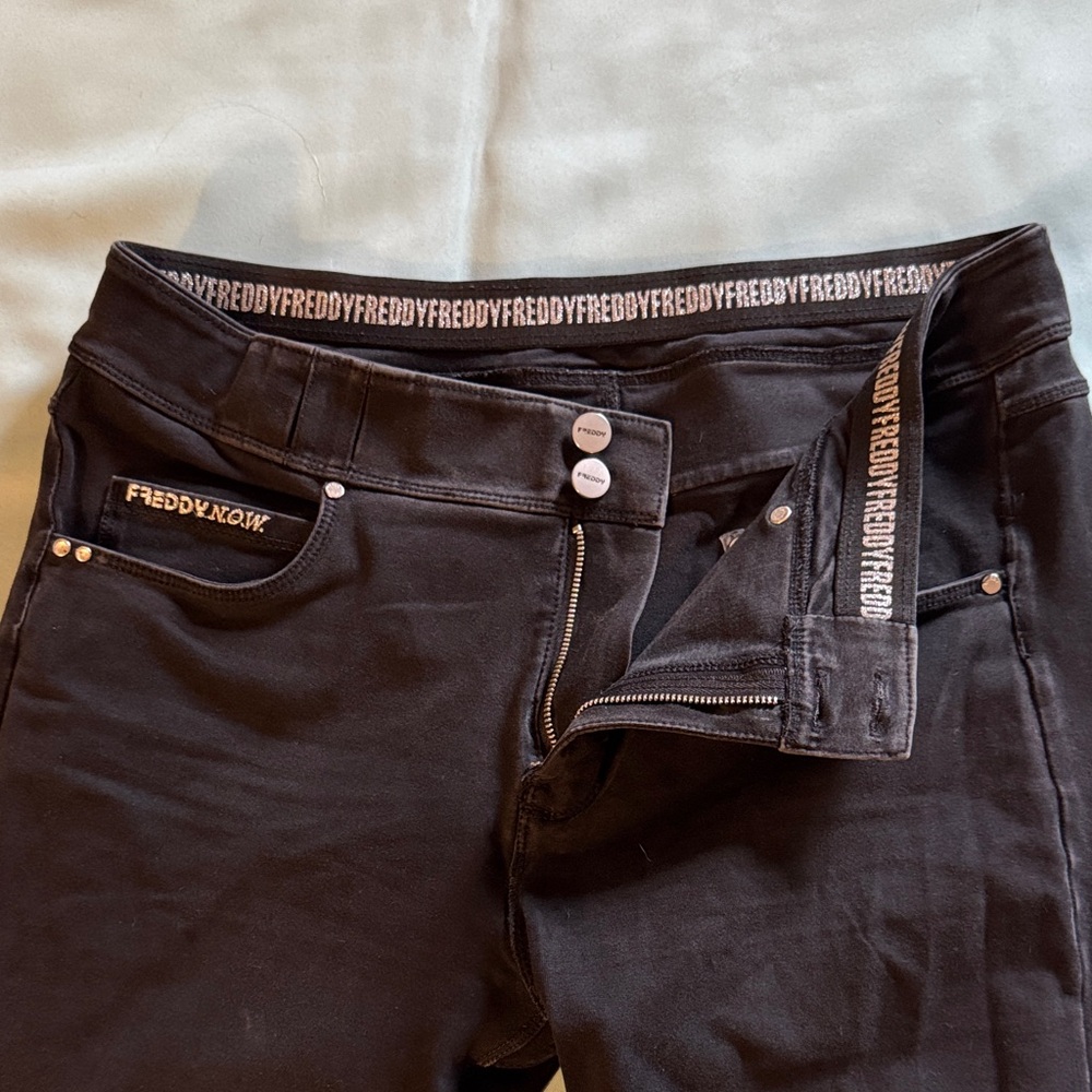 Freddy Women's Black Jeggings with Logo Waistband